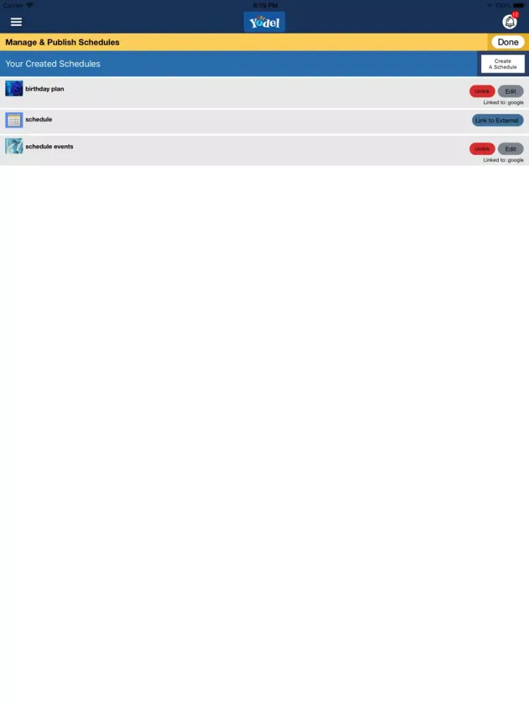 Yodel Community Calendar iPad  स्क्रीनशॉट